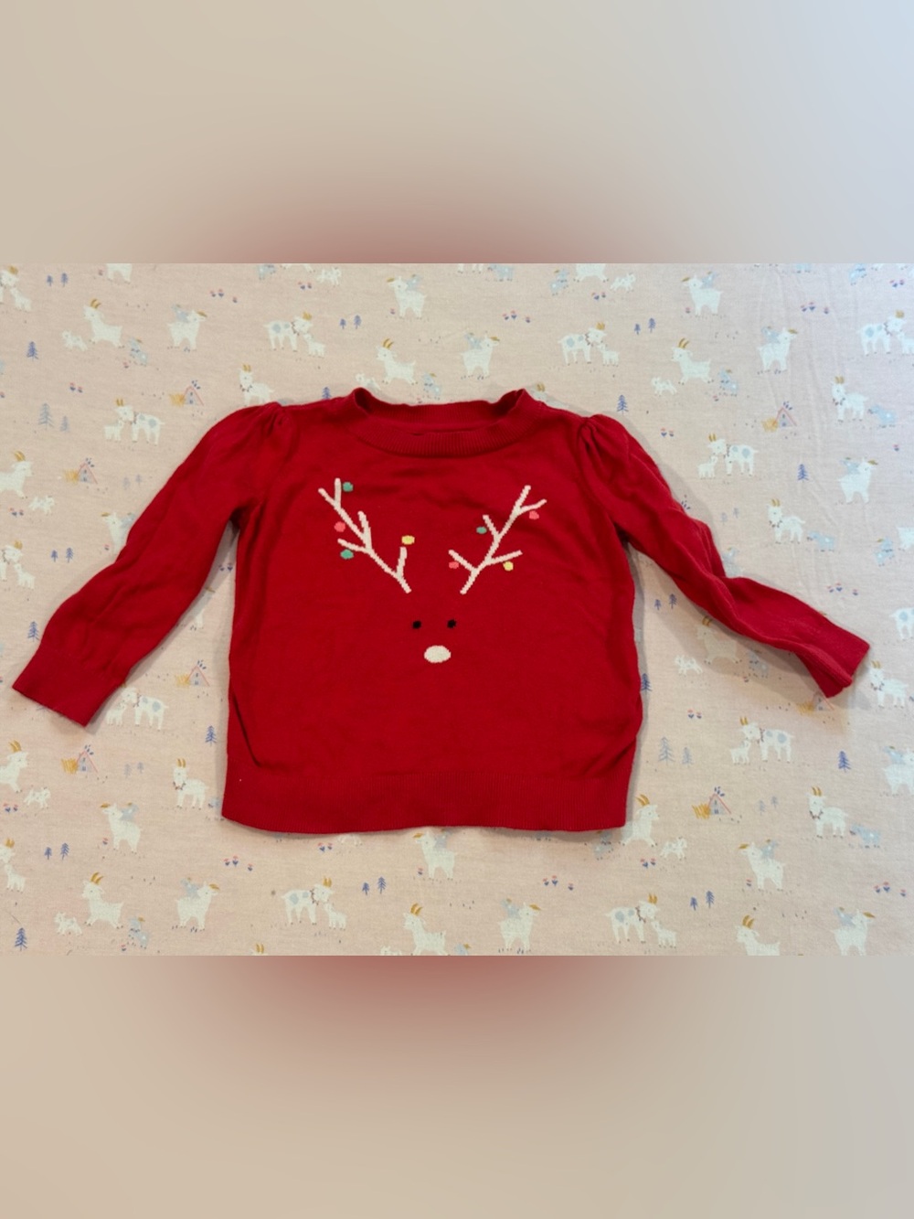 GAP Red Reindeer Knit Sweater Top
